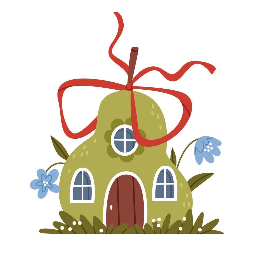 Cute fairy house in the shape of a pear. vector