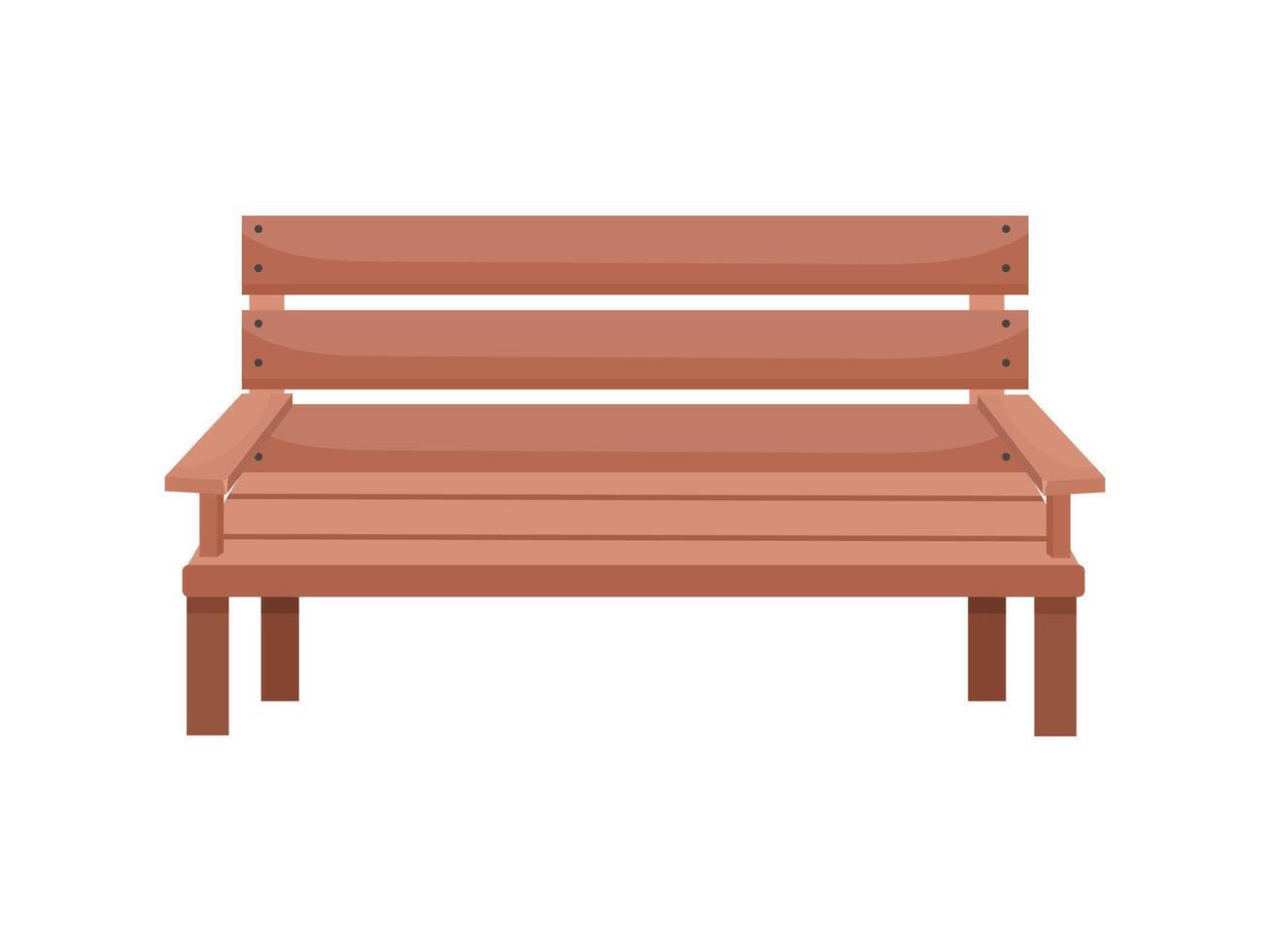 Simple city wooden brown bench in cartoon style on white background. illustration vector
