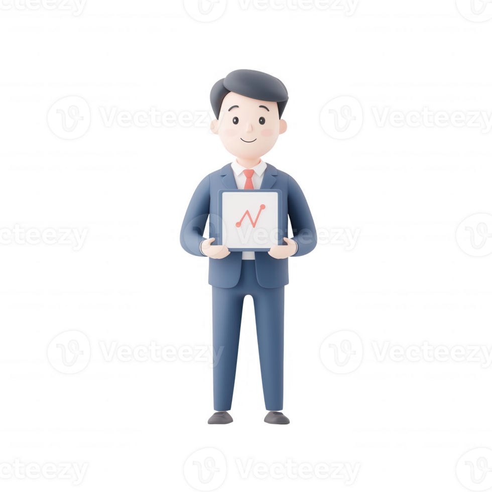 Businessman presenting growth chart in a modern, professional environment. png