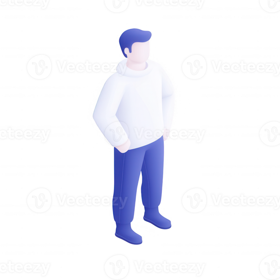 A stylized illustration of a man standing confidently with a modern look. png