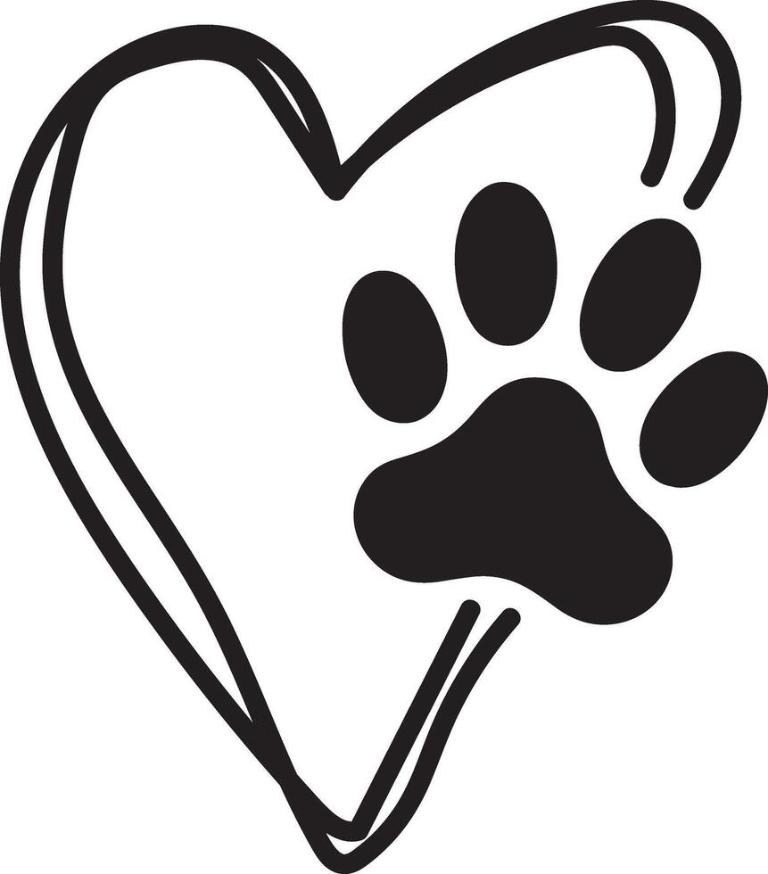 Dog Paw design with heart on white background vector