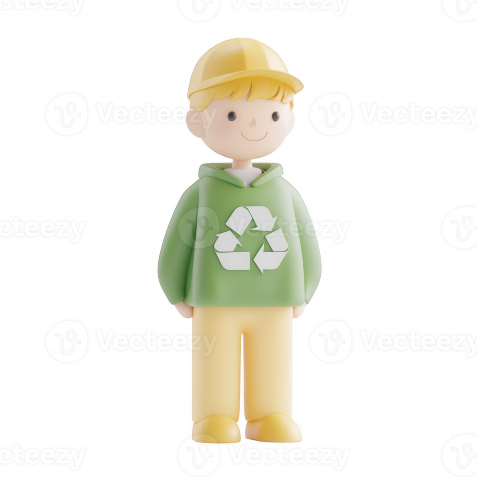 A cheerful child promoting recycling and environmental awareness through playful design. png