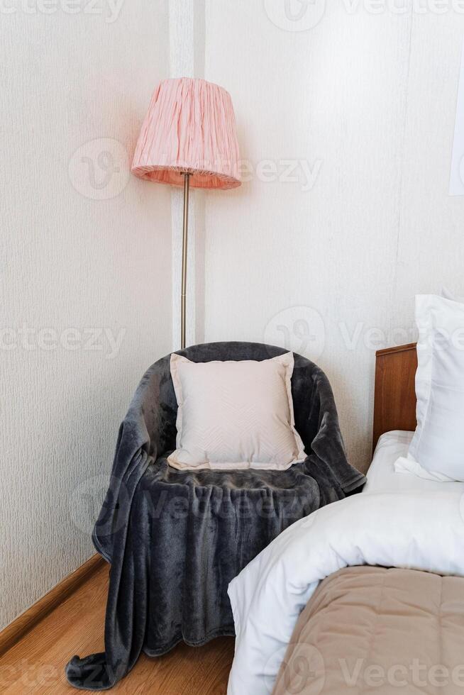 A bed with a blanket photo