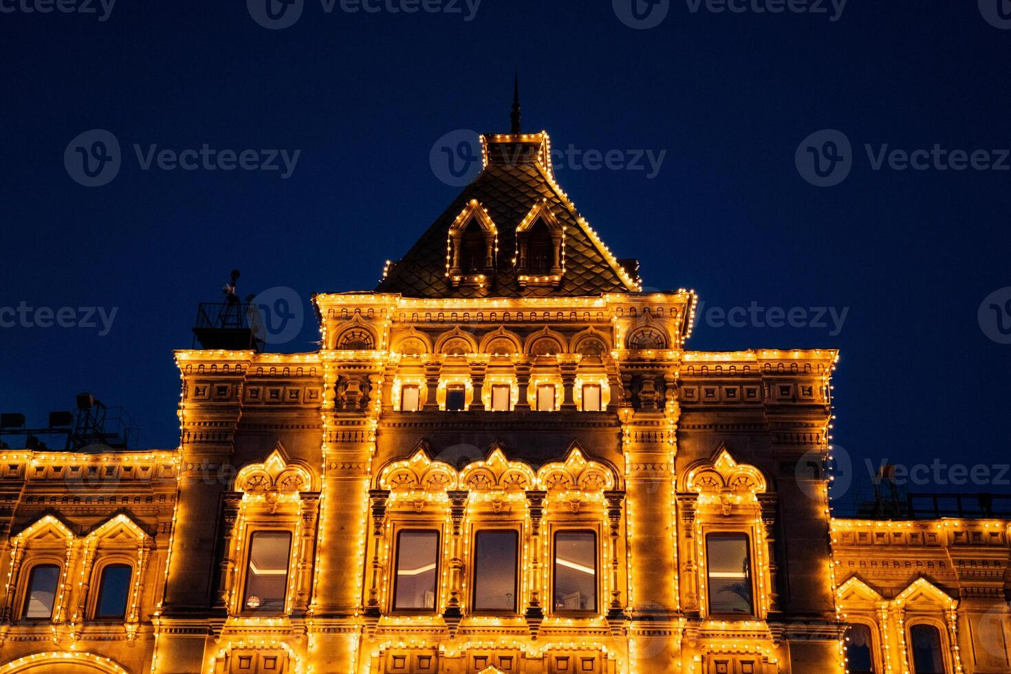 A building with lights on it photo