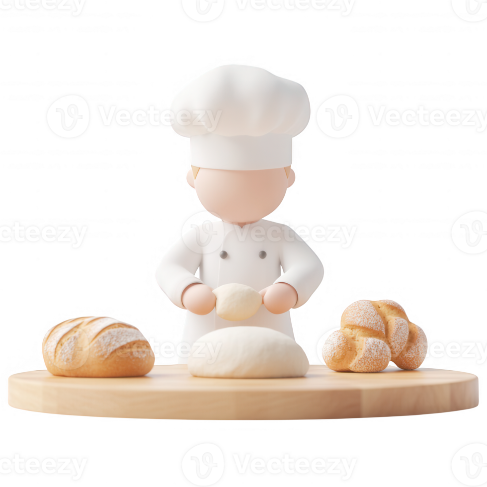 A chef skillfully preparing fresh bread rolls with care and precision. png