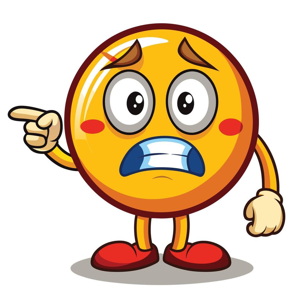 emoticon character with angry face pointing finger vector