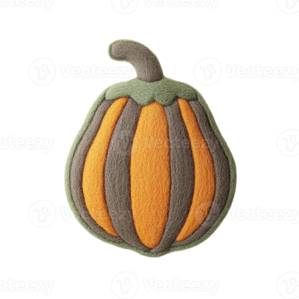 Cozy felt pumpkin decoration perfect for autumn themes, adding warmth and charm to any space or seasonal display. png