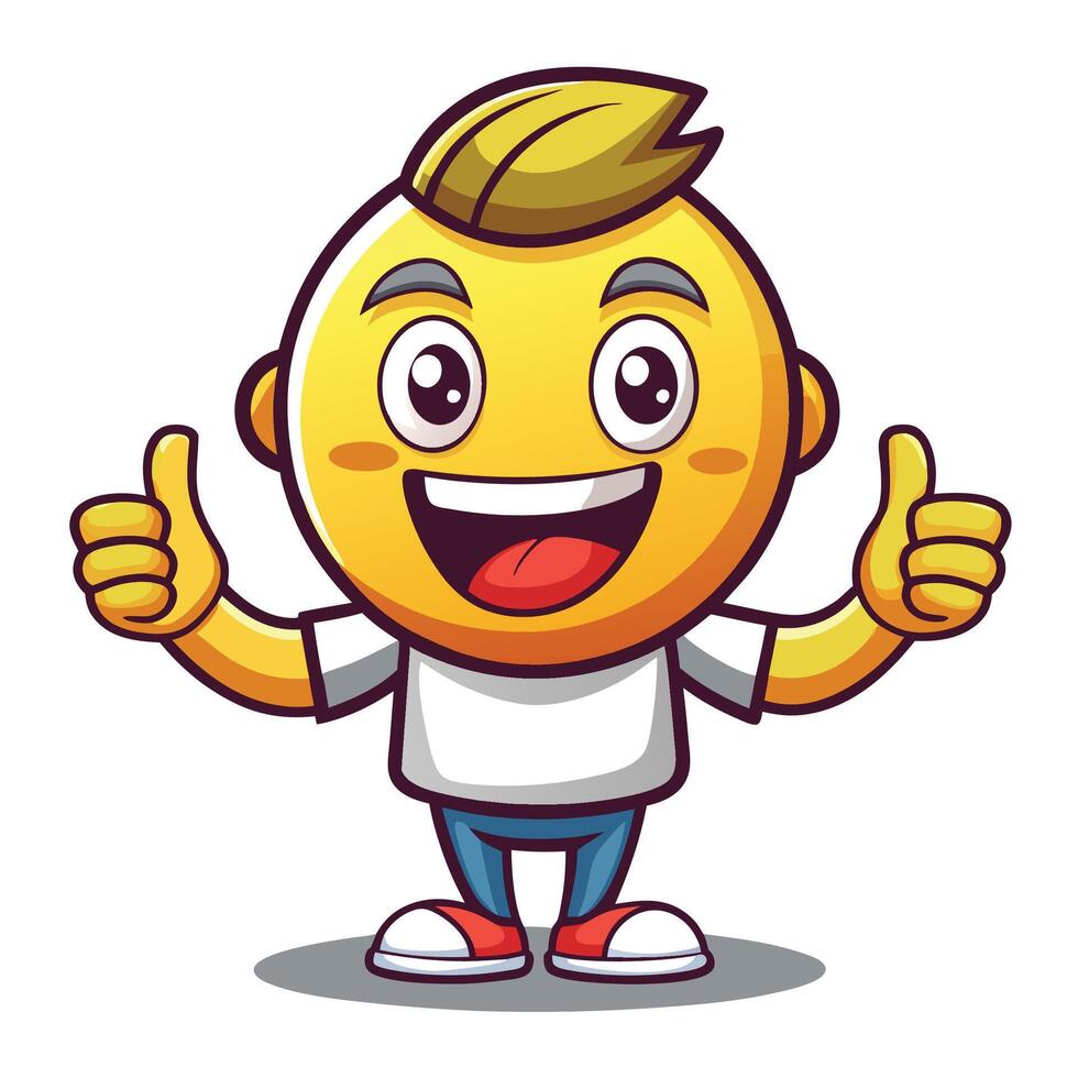 a cartoon yellow emoticion giving a thumbs up vector