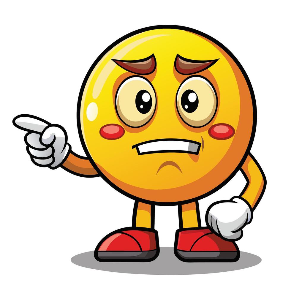 cute emoticon character pointing at something vector
