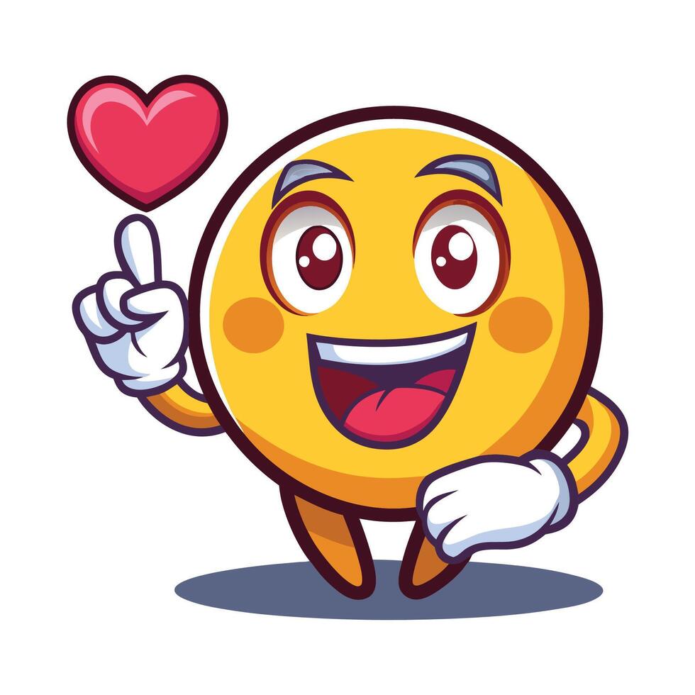 emoticon character holding heart with hand and finger vector