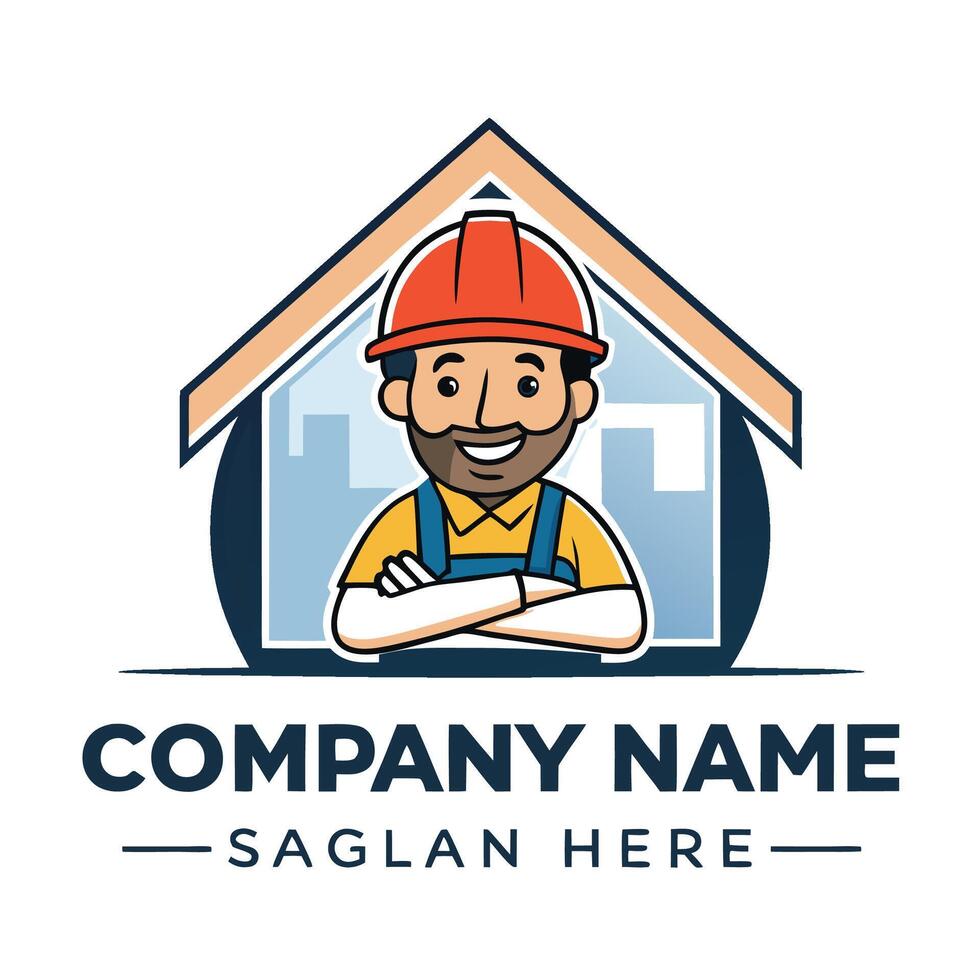 a man in a hard hat and helmet with a company logo vector