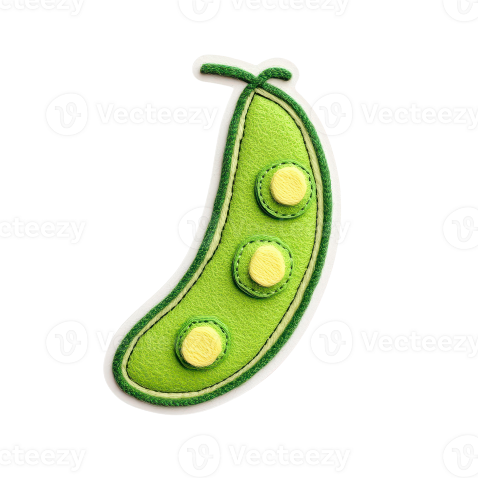 A vibrant green pea pod with three yellow buttons, perfect for a playful and fresh graphic design. png