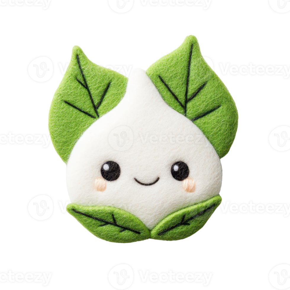 Cute plush character with leafy design, perfect for children's decor or playful themes in a vibrant, engaging style. png