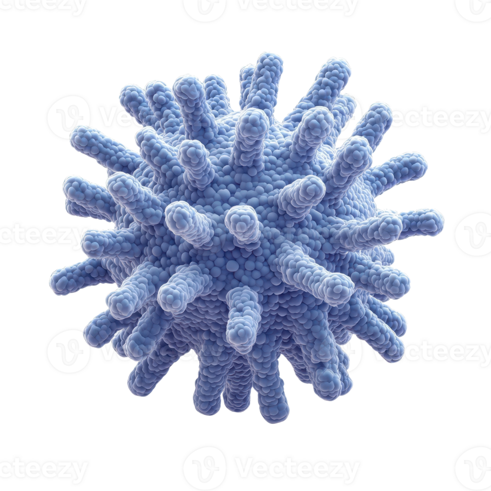 A detailed illustration of a virus, showcasing its unique structure and texture, perfect for scientific and educational purposes. png