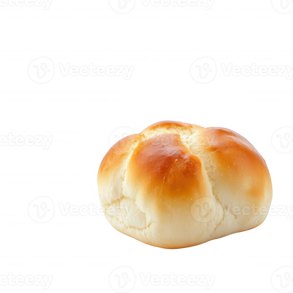 Freshly baked soft bread roll with a golden brown crust and fluffy interior. png