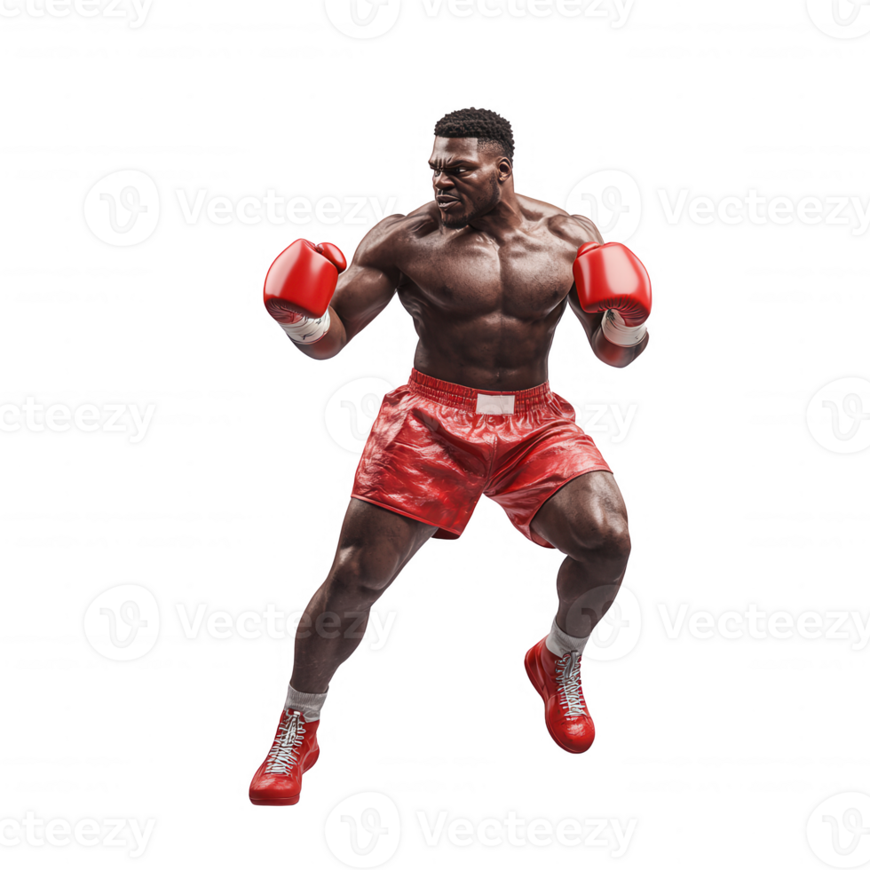 Dynamic boxer in action demonstrating strength and agility in the ring. png