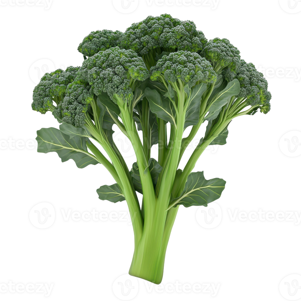 Fresh, vibrant broccoli showcasing its lush green florets and firm stalks, ideal for healthy dishes and nutrition-focused content. png