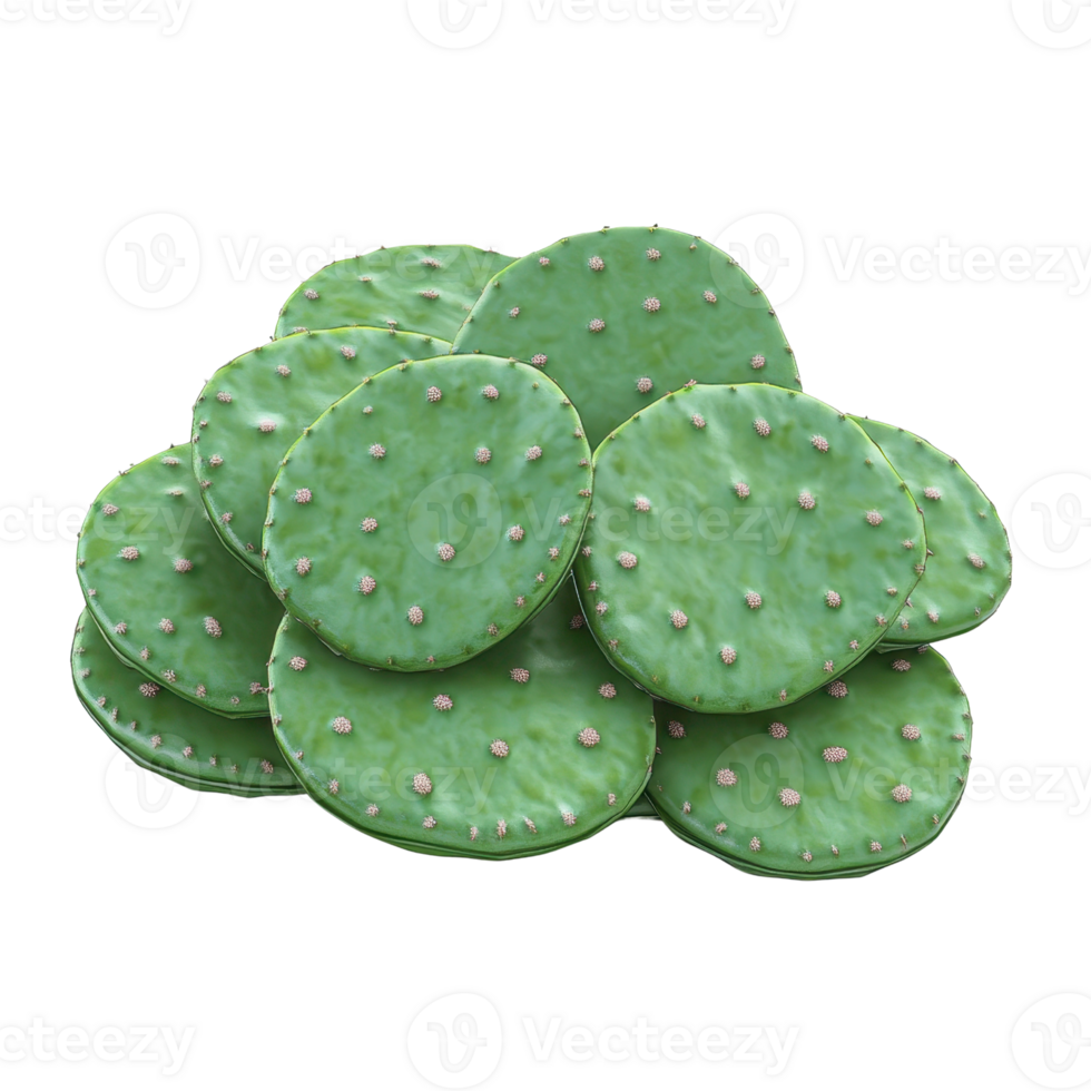 A pile of fresh green cactus pads with distinctive texture, perfect for culinary and botanical use in visuals. png