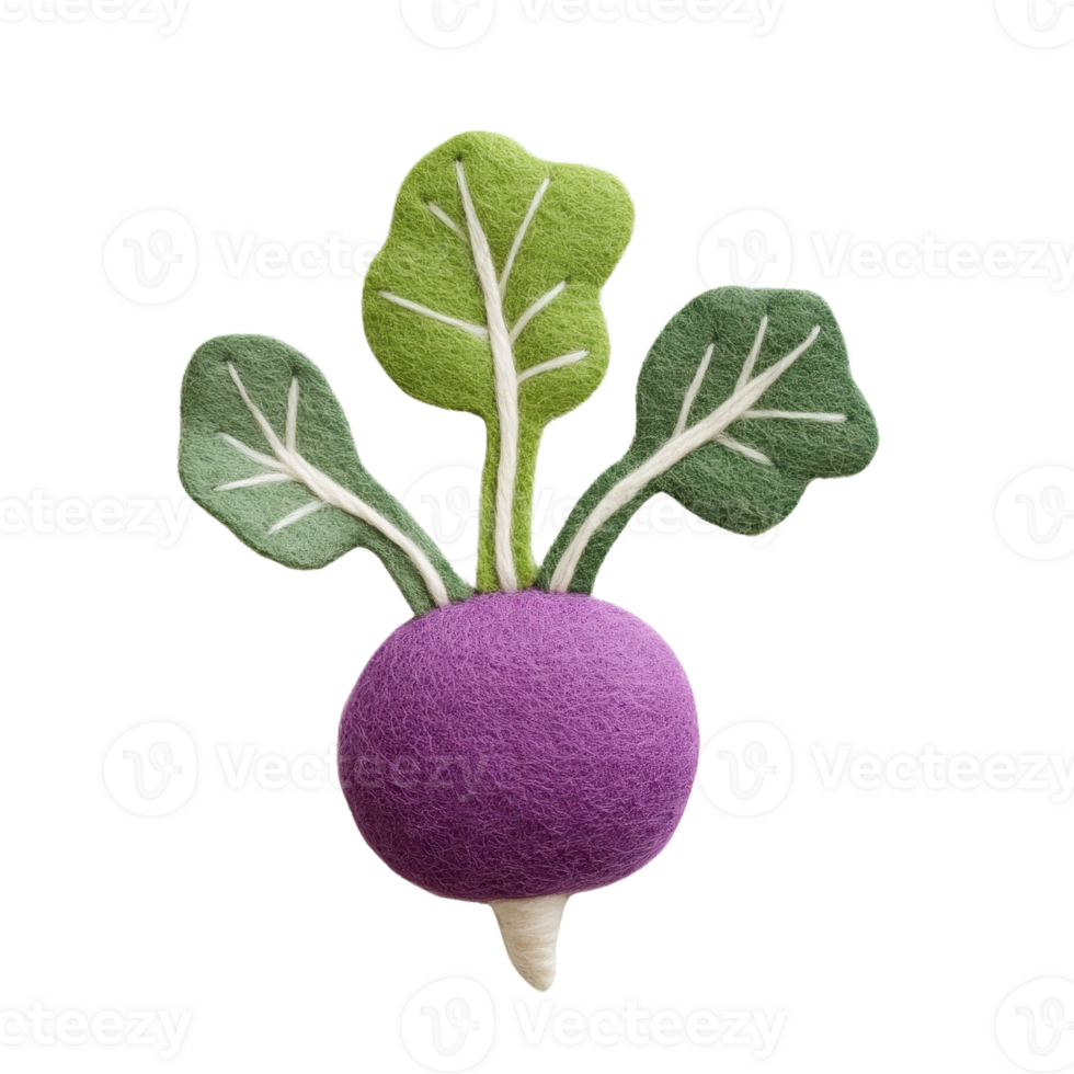 A vibrant purple radish with green leaves, perfect for organic or farm-themed visuals, adding freshness to your design. png