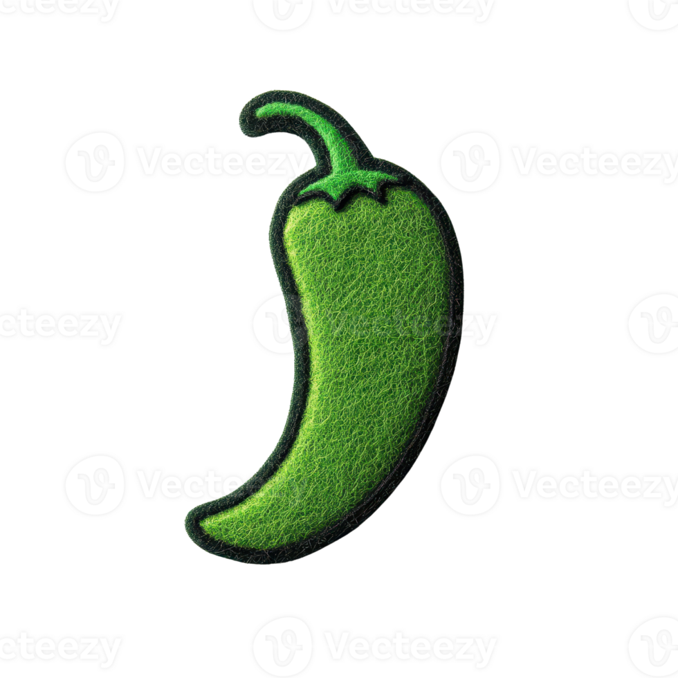 Vibrant green chili pepper isolated on a transparent background, perfect for culinary designs and food-related projects. png