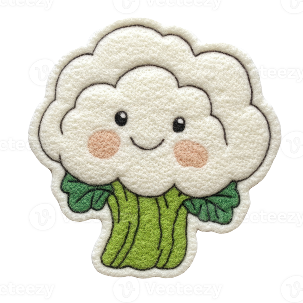 Adorable cartoon cauliflower with a happy face. Perfect for kids' designs, food-related projects, or cheerful illustrations. png