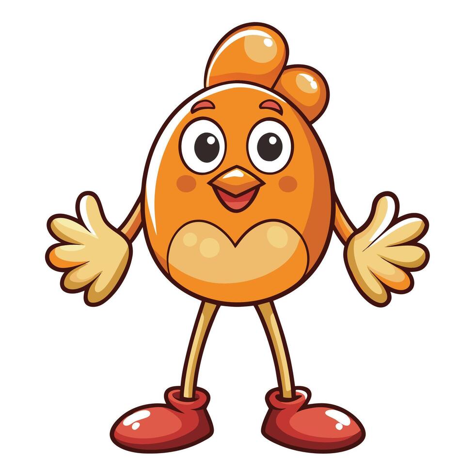 a cartoon chicken character with arms outstretched vector