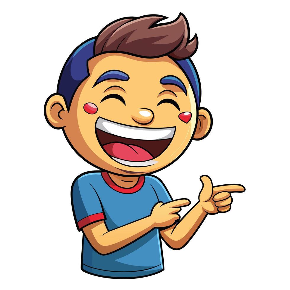 cartoon boy pointing and laughing vector