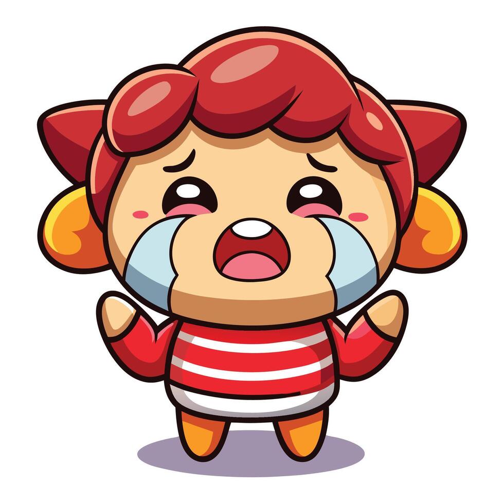 a cartoon character crying with a red nose vector