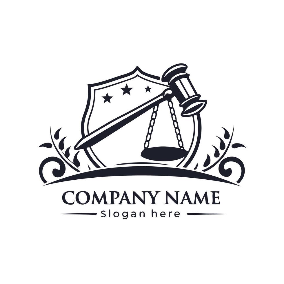 lawyer logo template with scales and vector