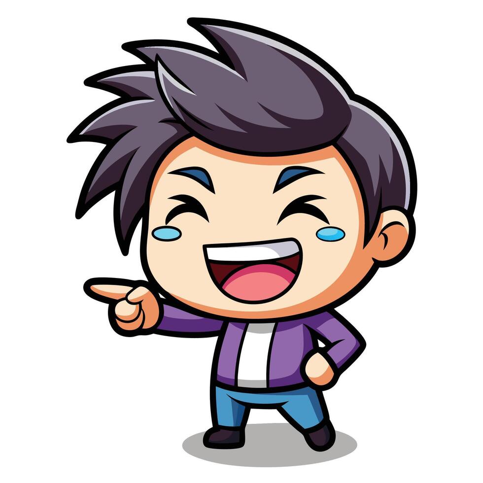 cute cartoon boy pointing at something vector
