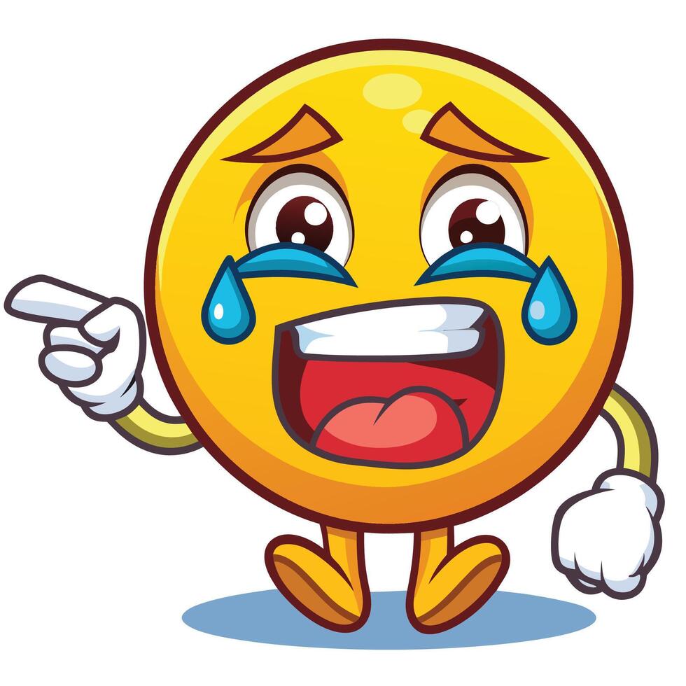 emoticon crying cartoon character with sad face and vector