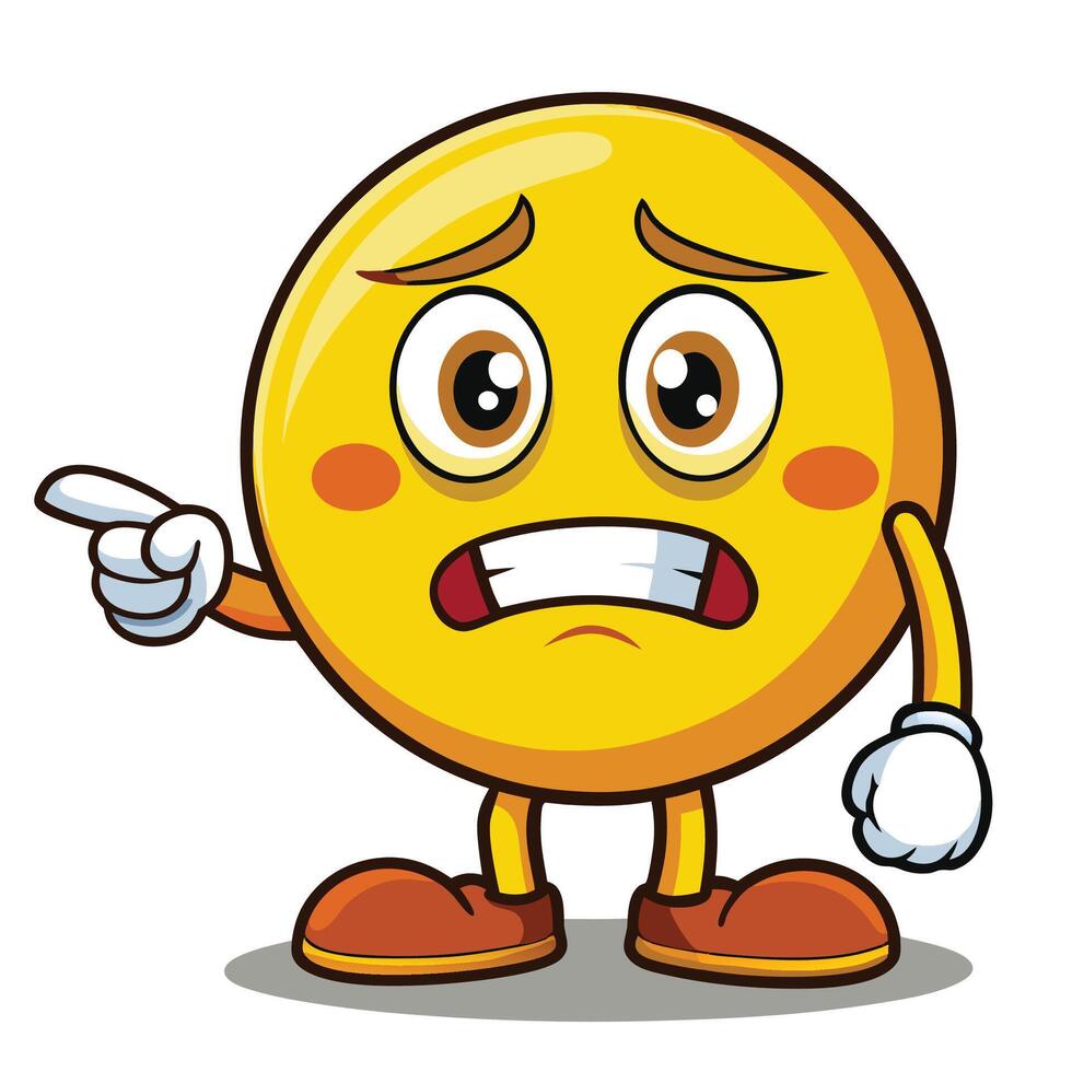cute emoticon character with angry expression pointing vector