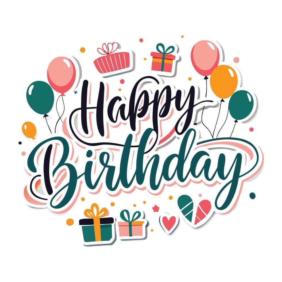 happy birthday card with balloon background vector