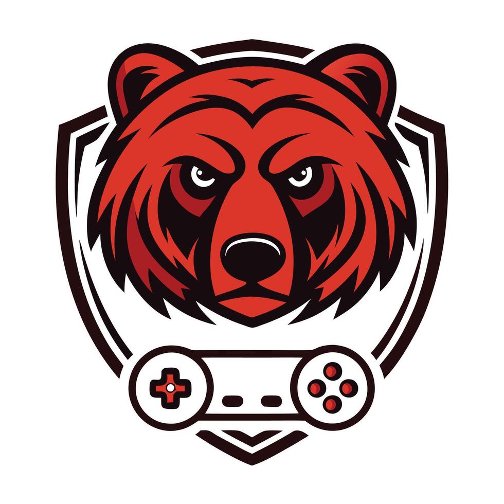 a bear head with a controller in front of it vector