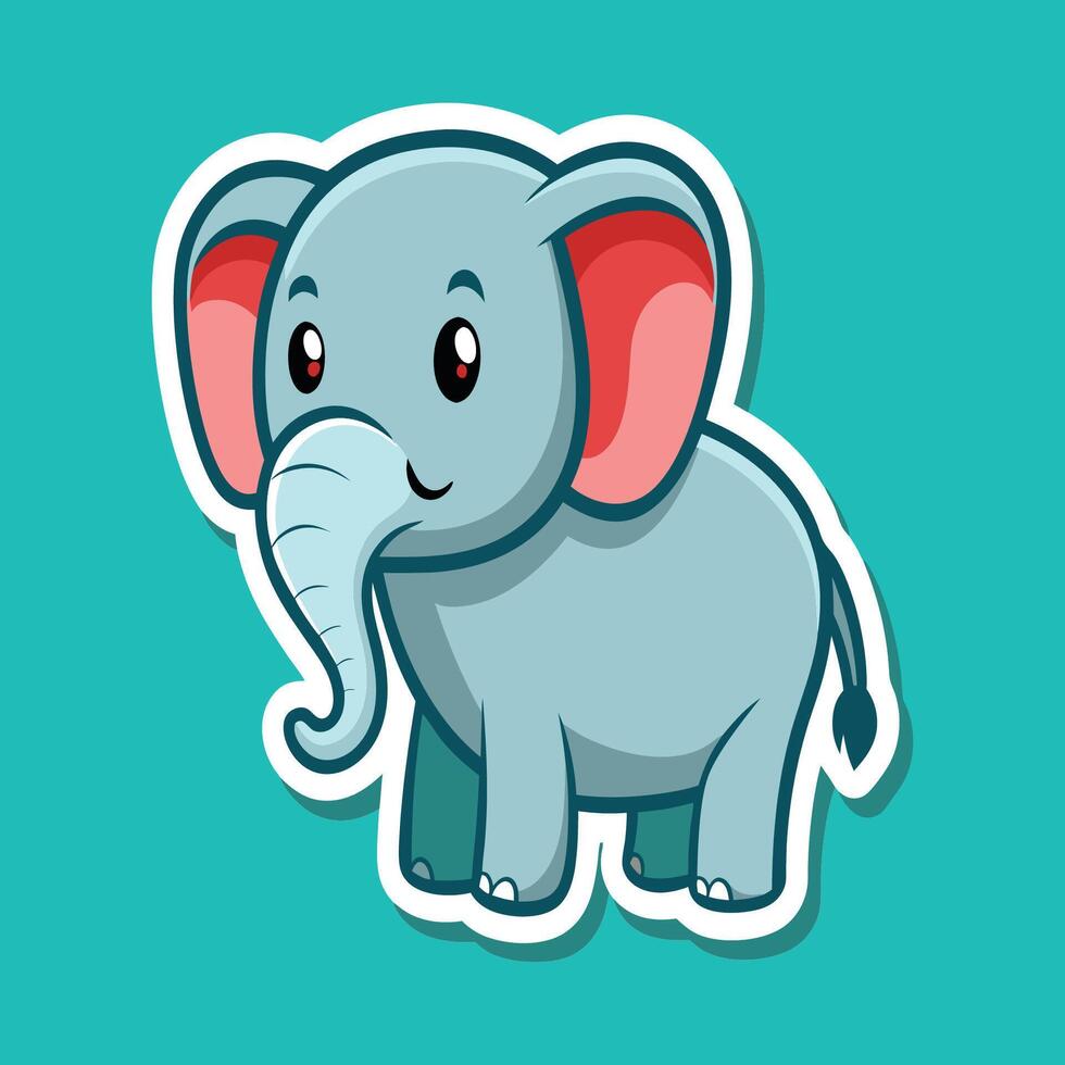 Delightful Little Elephant with Playful Stance and Bright Eyes Posed on a Light Background Emphasizing Its Cheerful Personality and Enchanting Design Elements vector