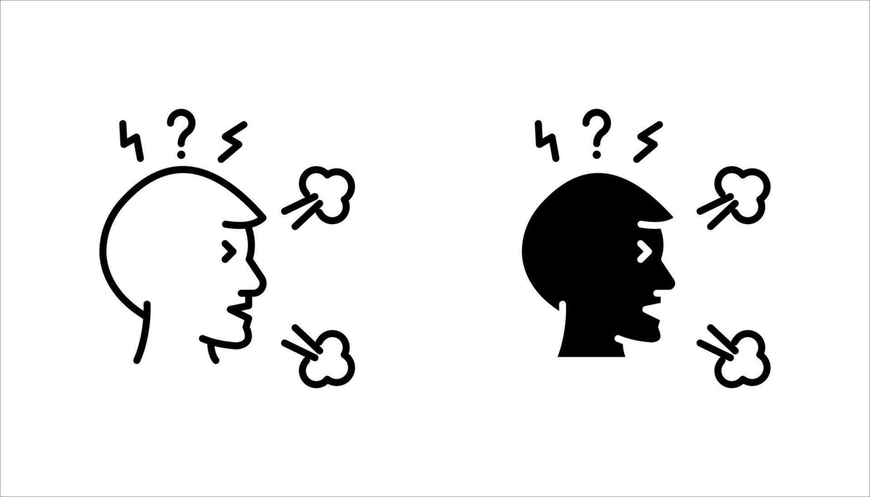 Angry person Stress or anxiety icon set, vector