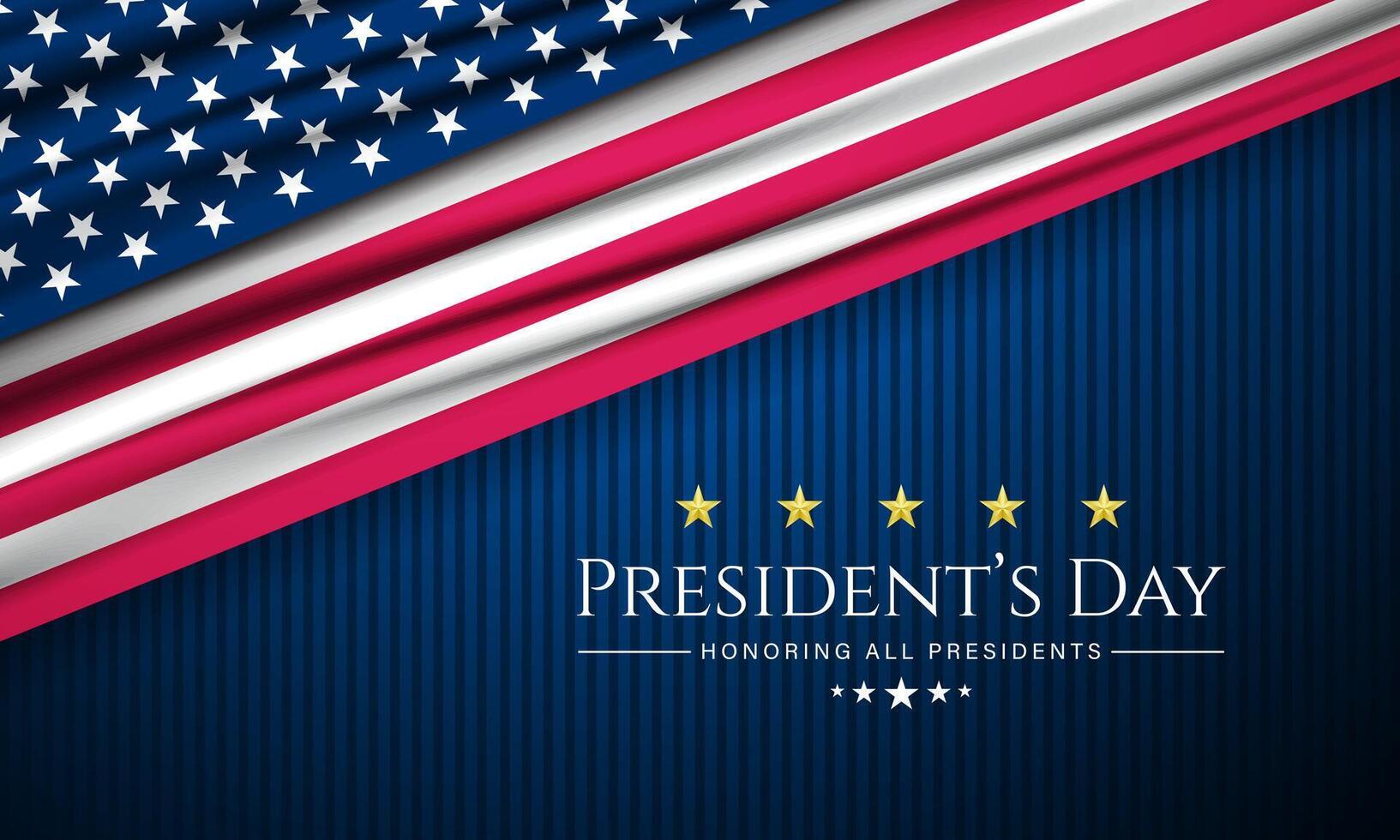 President's day background design with blue stripes and US flag illustration vector