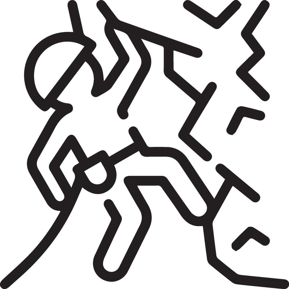 A line drawing of a man climbing a mountain vector