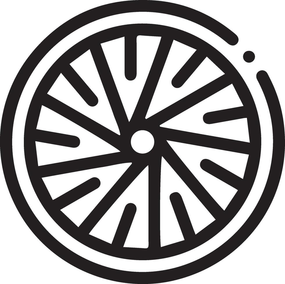 A black and white logo of a bicycle wheel vector