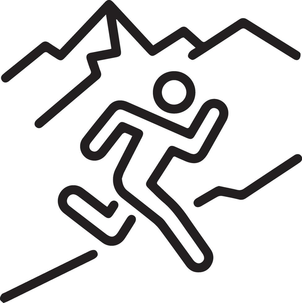 A black and white line drawing of a person running vector
