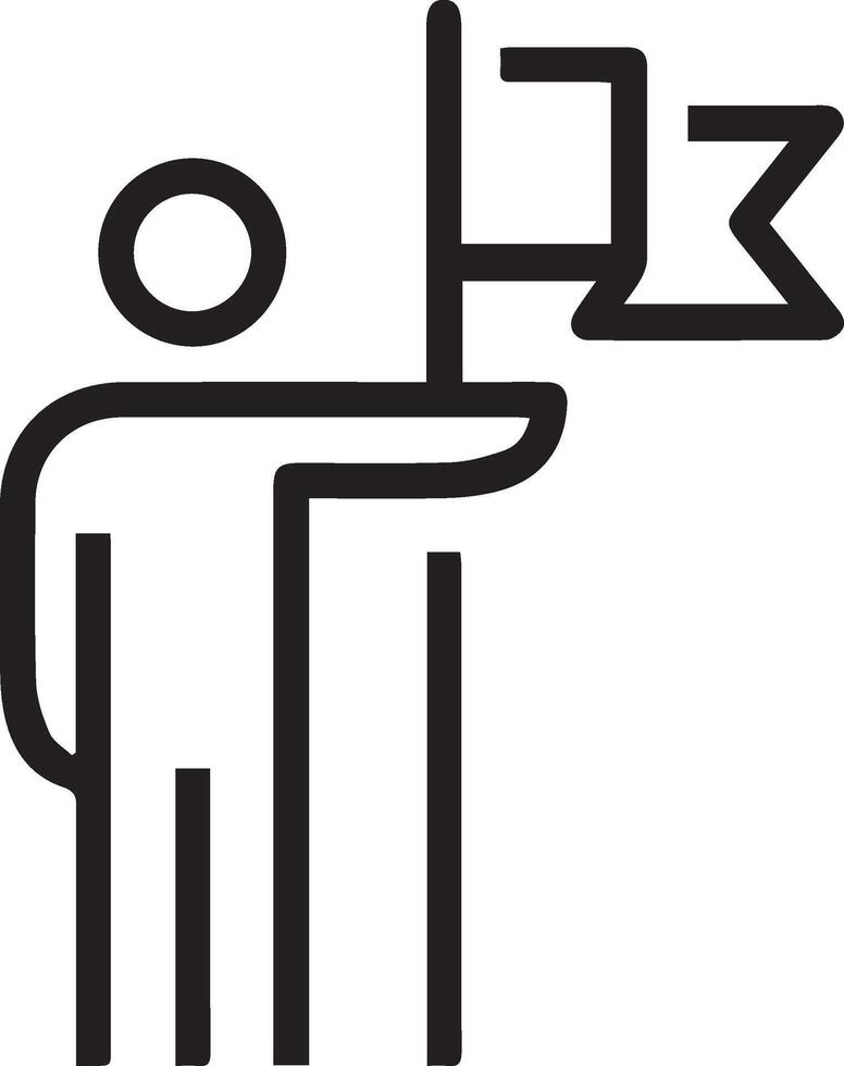 A man holding a flag with a sign on it vector