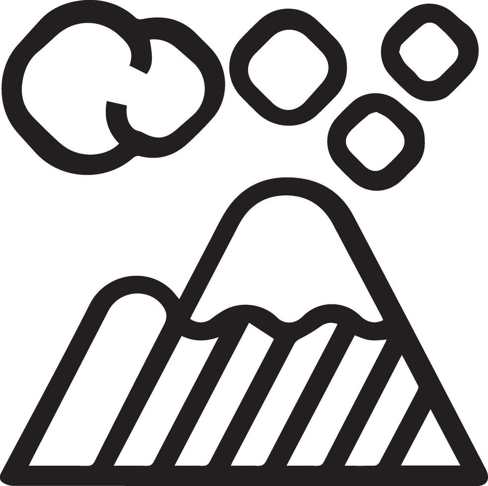 A black and white illustration of a mountain with clouds clipart vector