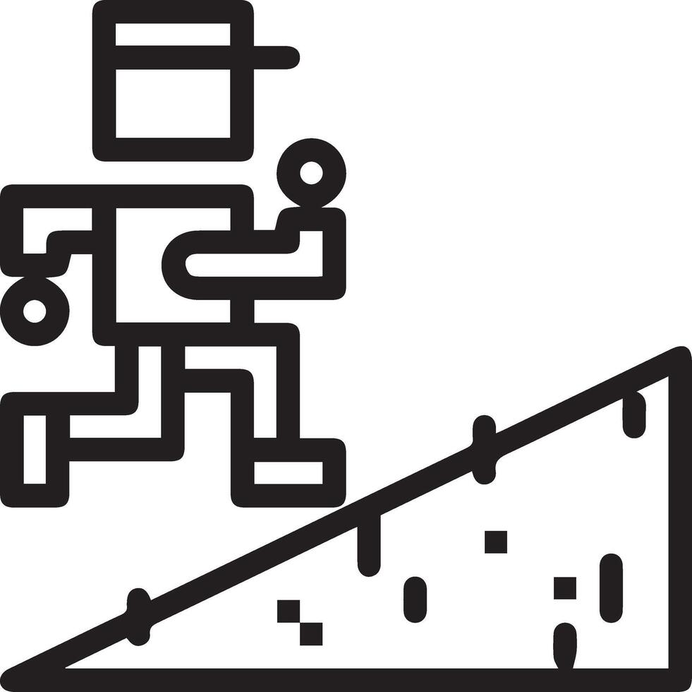 A black and white illustration of a man running up a hill vector