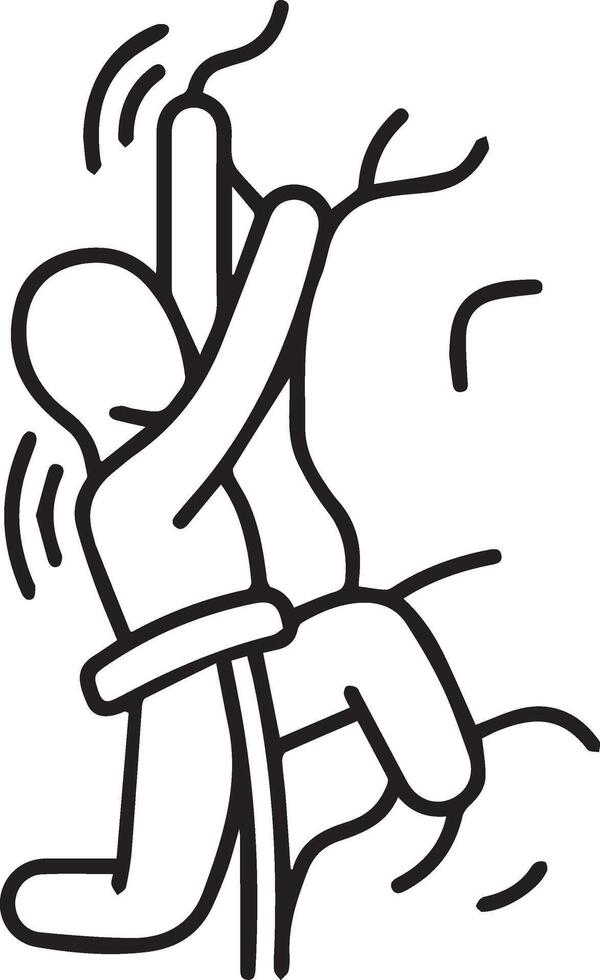 A drawing of a person climbing the cliff vector