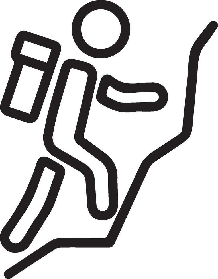 A black and white line drawing of a man climbing a mountain vector