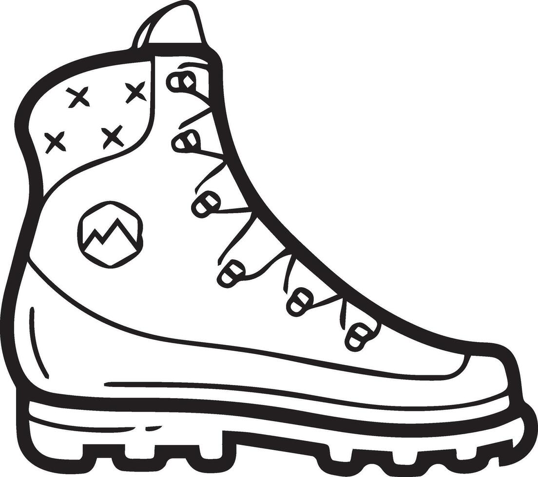 A black and white drawing of a boot vector