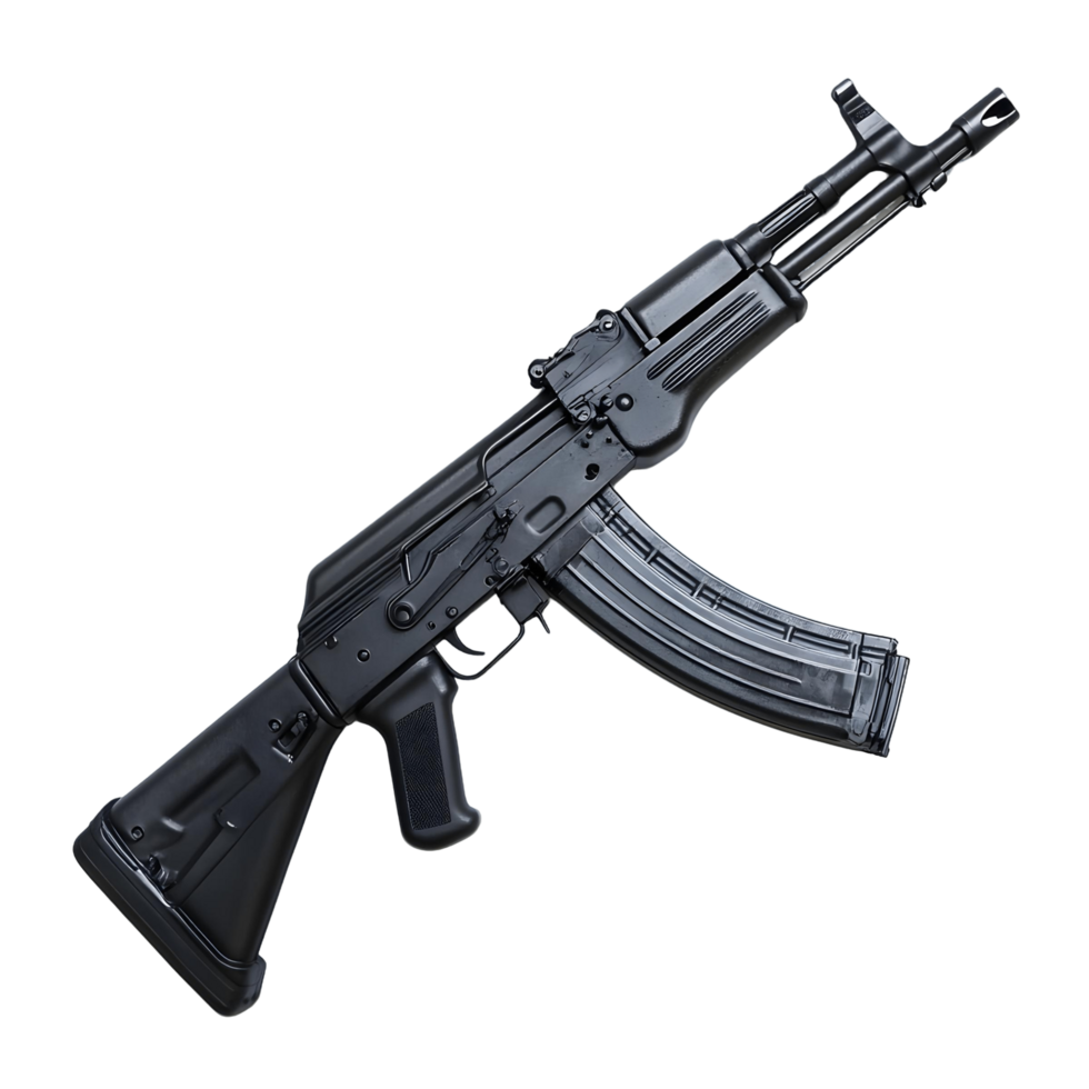 Black rifle showcased against a transparent background png