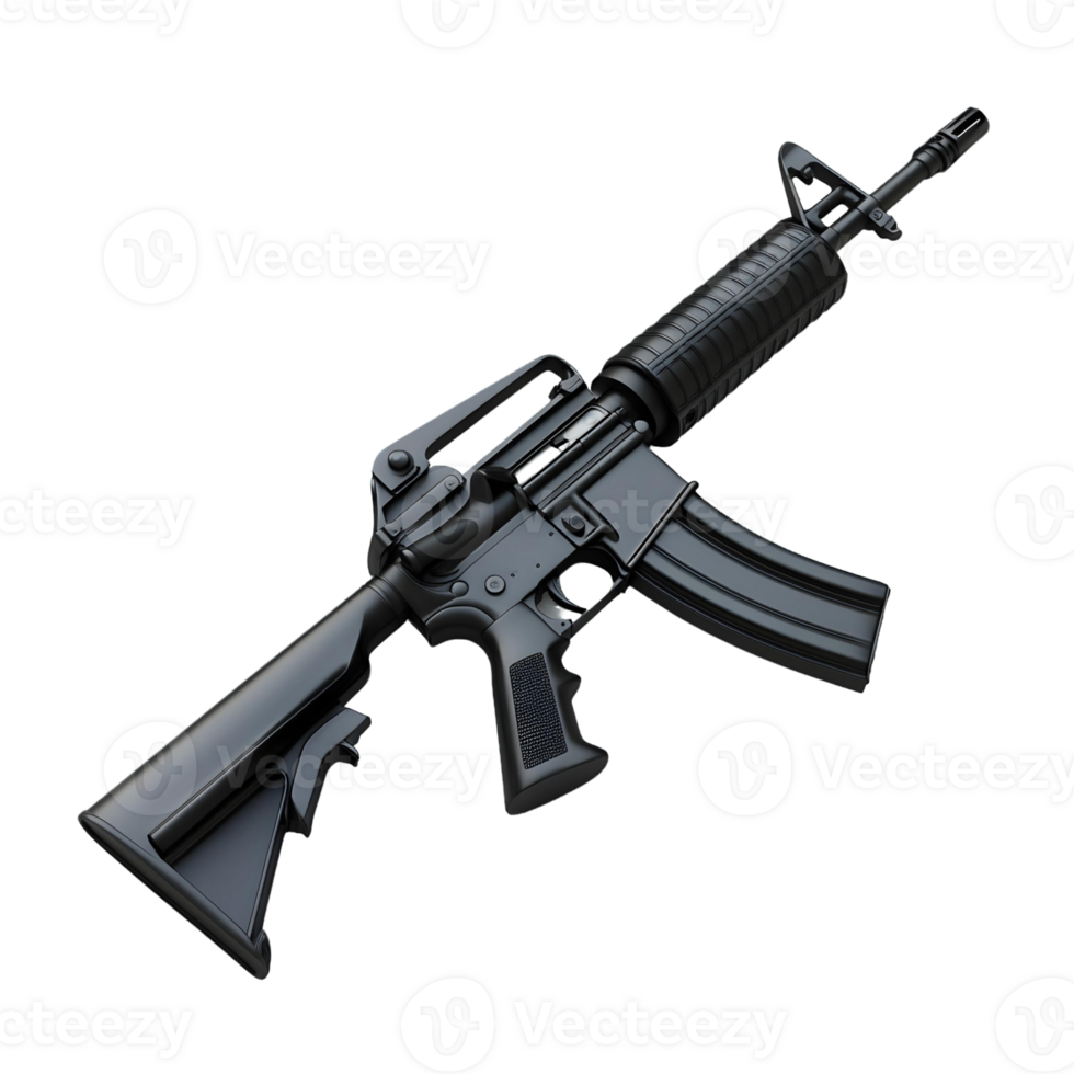 Black rifle with a sleek barrel and matching stock png