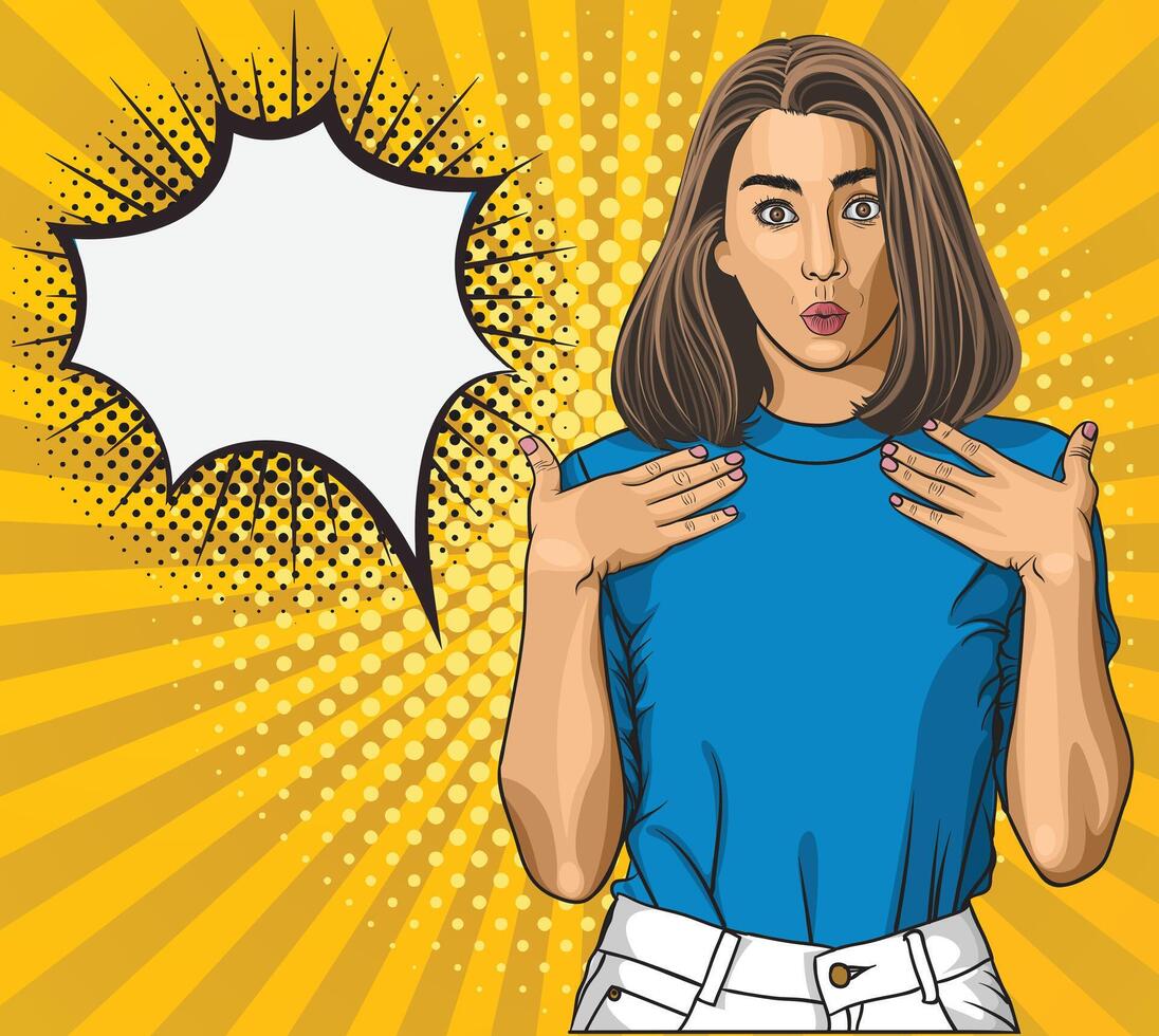 Surprised Pop Art Woman vector