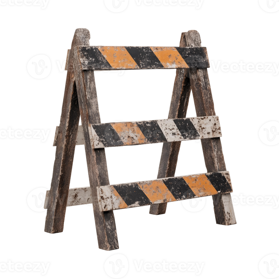 Wooden sign framed by a yellow and black striped border png